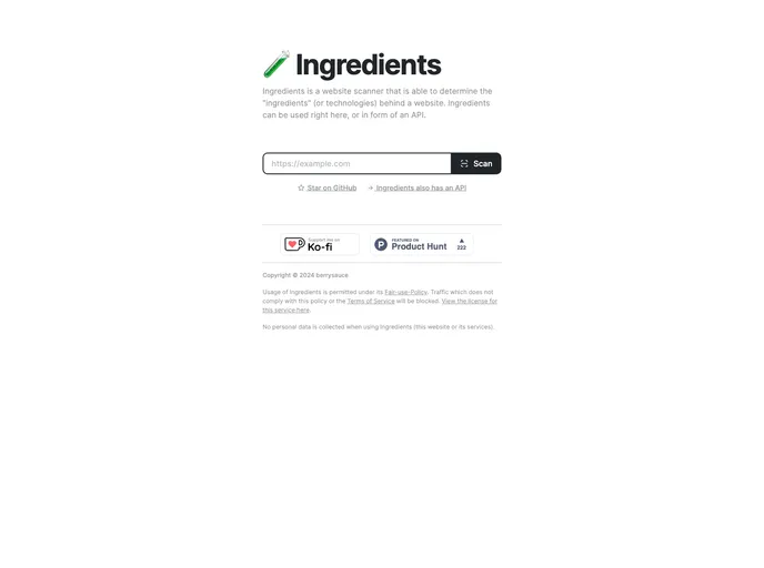 Ingredients screenshot