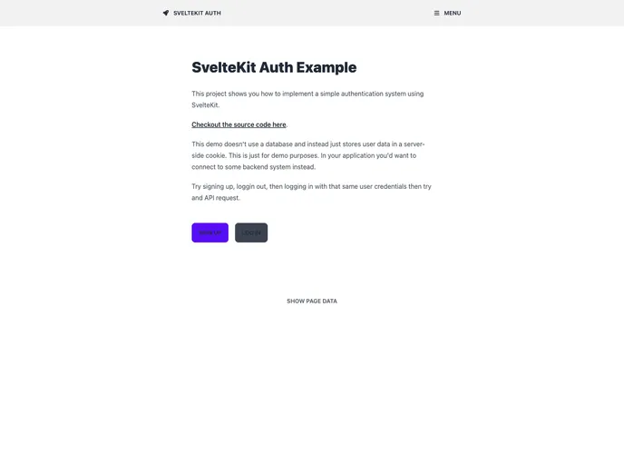 Sveltekit Auth Example screenshot