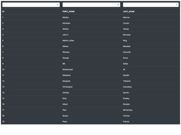 Svelte Table screenshot