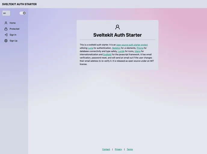 Sveltekit Auth Starter screenshot