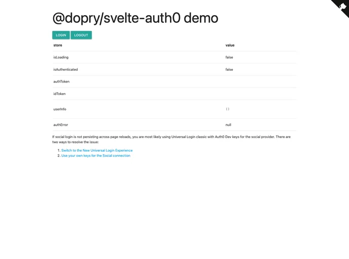 Svelte Auth0 screenshot