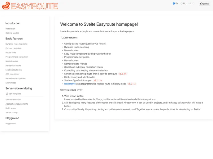 Svelte Easyroute screenshot