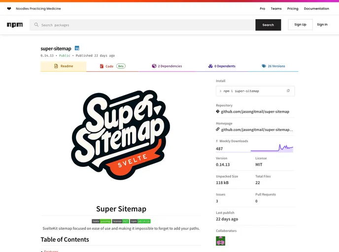 Super Sitemap screenshot