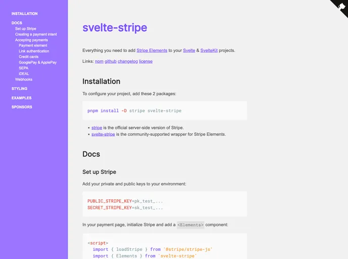 Svelte Stripe screenshot