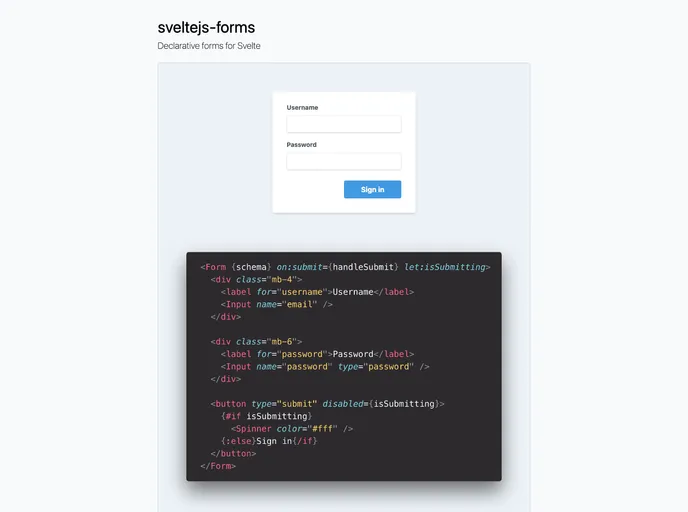 Sveltejs Forms screenshot