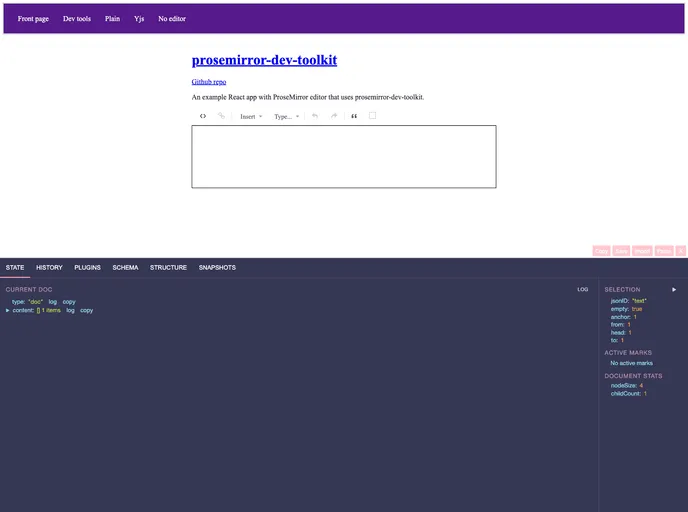 Prosemirror Dev Toolkit screenshot